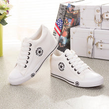 Summer Wedges Canvas Shoes Women Casual Shoes Female Cute White Basket Stars Zapatos Mujer Trainers 5 cm Height - lifebiz