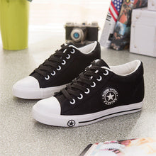 Summer Wedges Canvas Shoes Women Casual Shoes Female Cute White Basket Stars Zapatos Mujer Trainers 5 cm Height - lifebiz