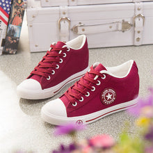 Summer Wedges Canvas Shoes Women Casual Shoes Female Cute White Basket Stars Zapatos Mujer Trainers 5 cm Height - lifebiz