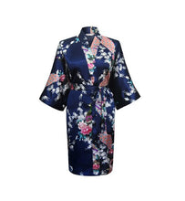 Silk Satin Wedding Bride Bridesmaid Robe Floral Bathrobe Short Kimono Robe Night Robe Bath Robe Fashion Dressing Gown For Women - lifebiz