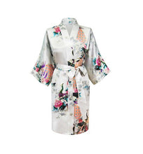 Silk Satin Wedding Bride Bridesmaid Robe Floral Bathrobe Short Kimono Robe Night Robe Bath Robe Fashion Dressing Gown For Women - lifebiz