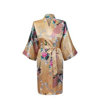 Silk Satin Wedding Bride Bridesmaid Robe Floral Bathrobe Short Kimono Robe Night Robe Bath Robe Fashion Dressing Gown For Women - lifebiz