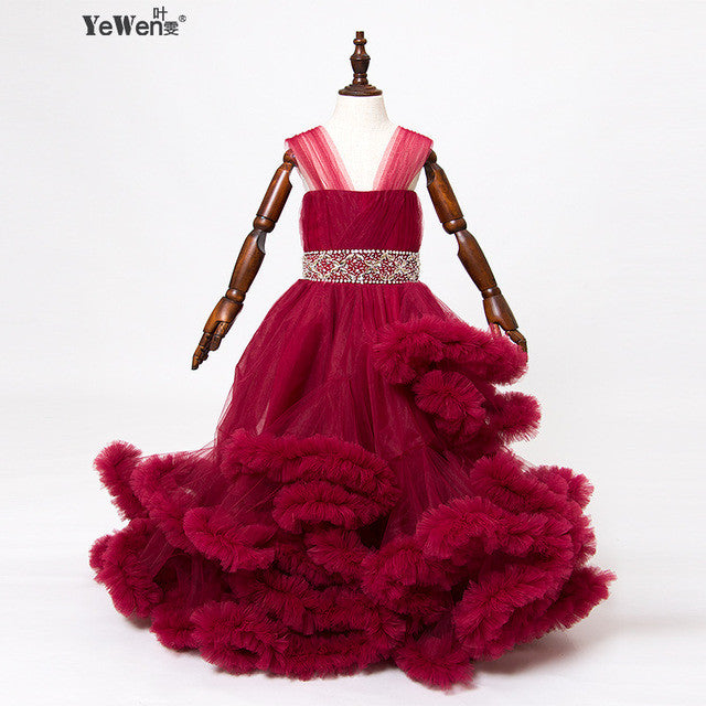 Cloud little flower girls dresses for weddings Baby Party frocks sexy children images Dress kids prom dresses evening gowns 2016 - lifebiz