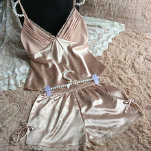 2016 summer style pajamas sets Women Female Sleep set Women's Deep V-neck Sexy Spaghetti Strap Shorts Sleepwear silk homewear - lifebiz