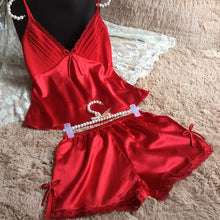 2016 summer style pajamas sets Women Female Sleep set Women's Deep V-neck Sexy Spaghetti Strap Shorts Sleepwear silk homewear - lifebiz