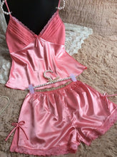 2016 summer style pajamas sets Women Female Sleep set Women's Deep V-neck Sexy Spaghetti Strap Shorts Sleepwear silk homewear - lifebiz