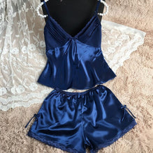 2016 summer style pajamas sets Women Female Sleep set Women's Deep V-neck Sexy Spaghetti Strap Shorts Sleepwear silk homewear - lifebiz