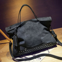 Bolish Rivet Nubuck Leather women bag Fashion Tassel Messenger Bag Vintage Shoulder Bag Larger Top-Handle Bags  Mummy Package - lifebiz