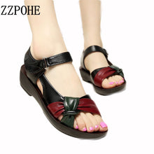 ZZPOHE 2017 summer Mother shoes flat sandals women aged leather Soft bottom mixed colors fashion sandals comfortable old shoes - lifebiz