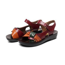 ZZPOHE 2017 summer Mother shoes flat sandals women aged leather Soft bottom mixed colors fashion sandals comfortable old shoes - lifebiz