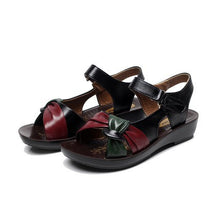 ZZPOHE 2017 summer Mother shoes flat sandals women aged leather Soft bottom mixed colors fashion sandals comfortable old shoes - lifebiz