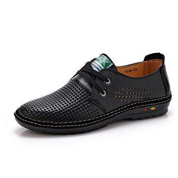 Genuine Leather Men casual shoes Summer 2017 Breathable Soft Driving Men's Handmade chaussure homme Net Surface Loafers - lifebiz