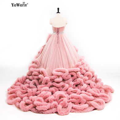 Luxury Princess Long train Cloud Wedding dress plus size Ball Gown Wedding Dresses 2017 vestidos de noiva robe de mariage - lifebiz